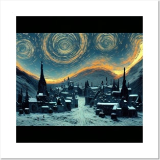 Starry Night Over Hogsmeade Village Posters and Art